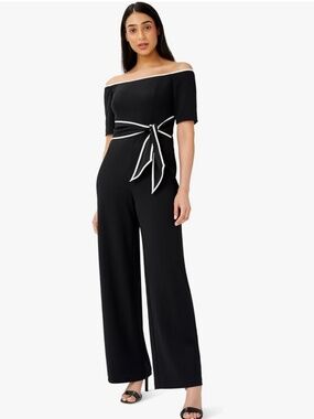 Adrianna Papell Black Knit Crepe Formal/semi-formal Jumpsuit